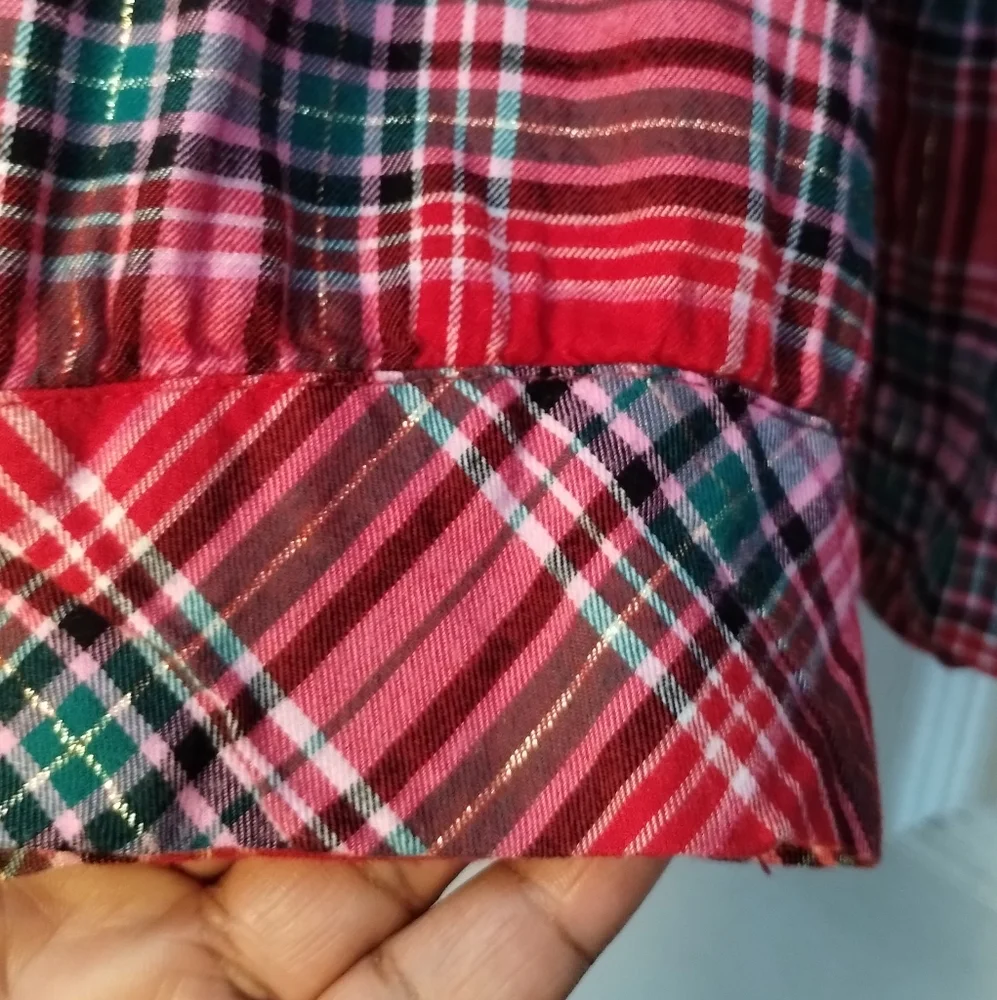 Victoria Secret Red Plaid Button-Up Pajama Top
